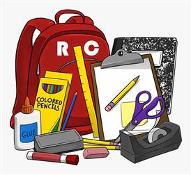  Picture of a back pack with school supplies